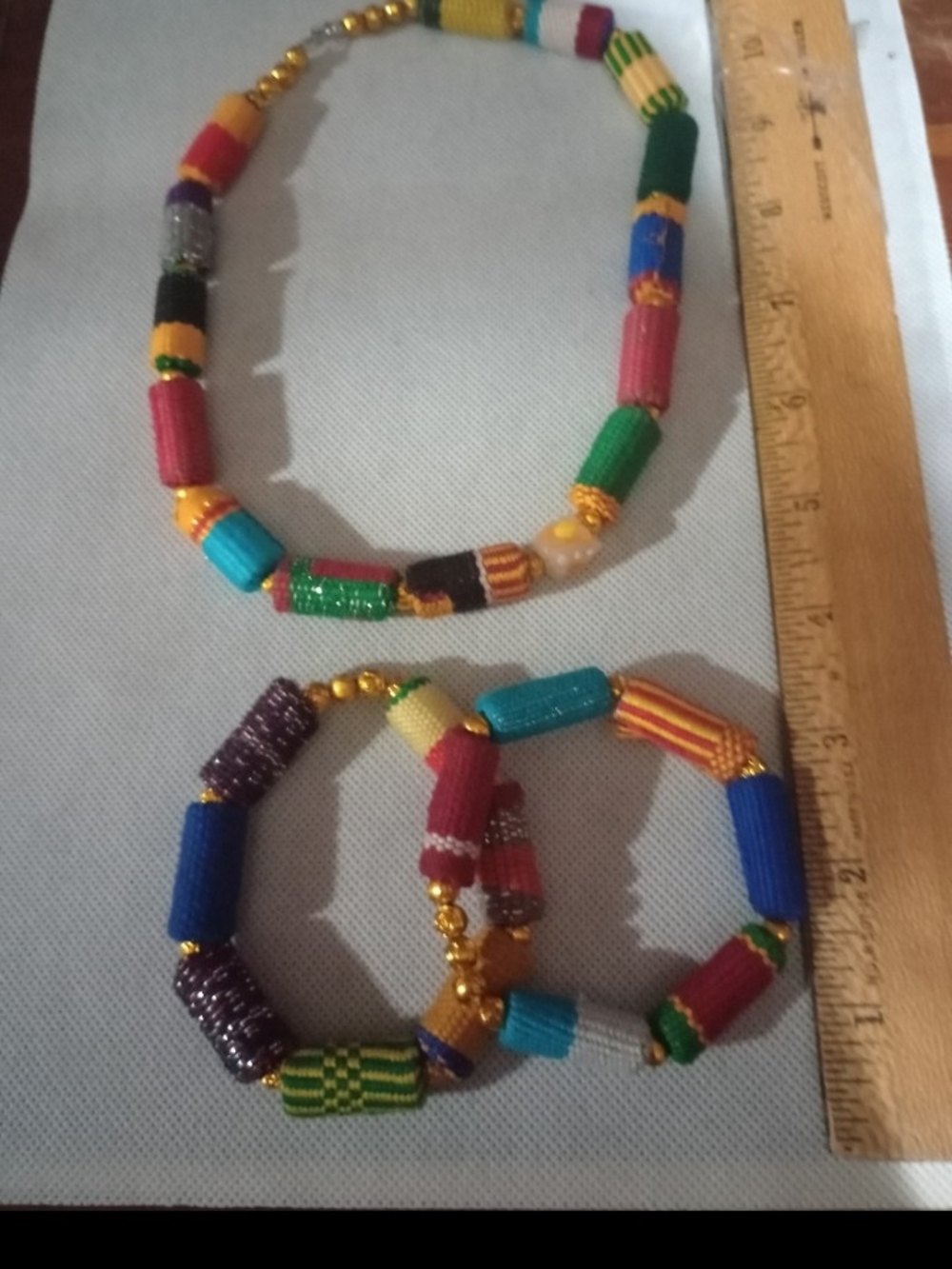 Colorful Multicolored Beaded Necklace And  Women’s 2 Bracelet Set